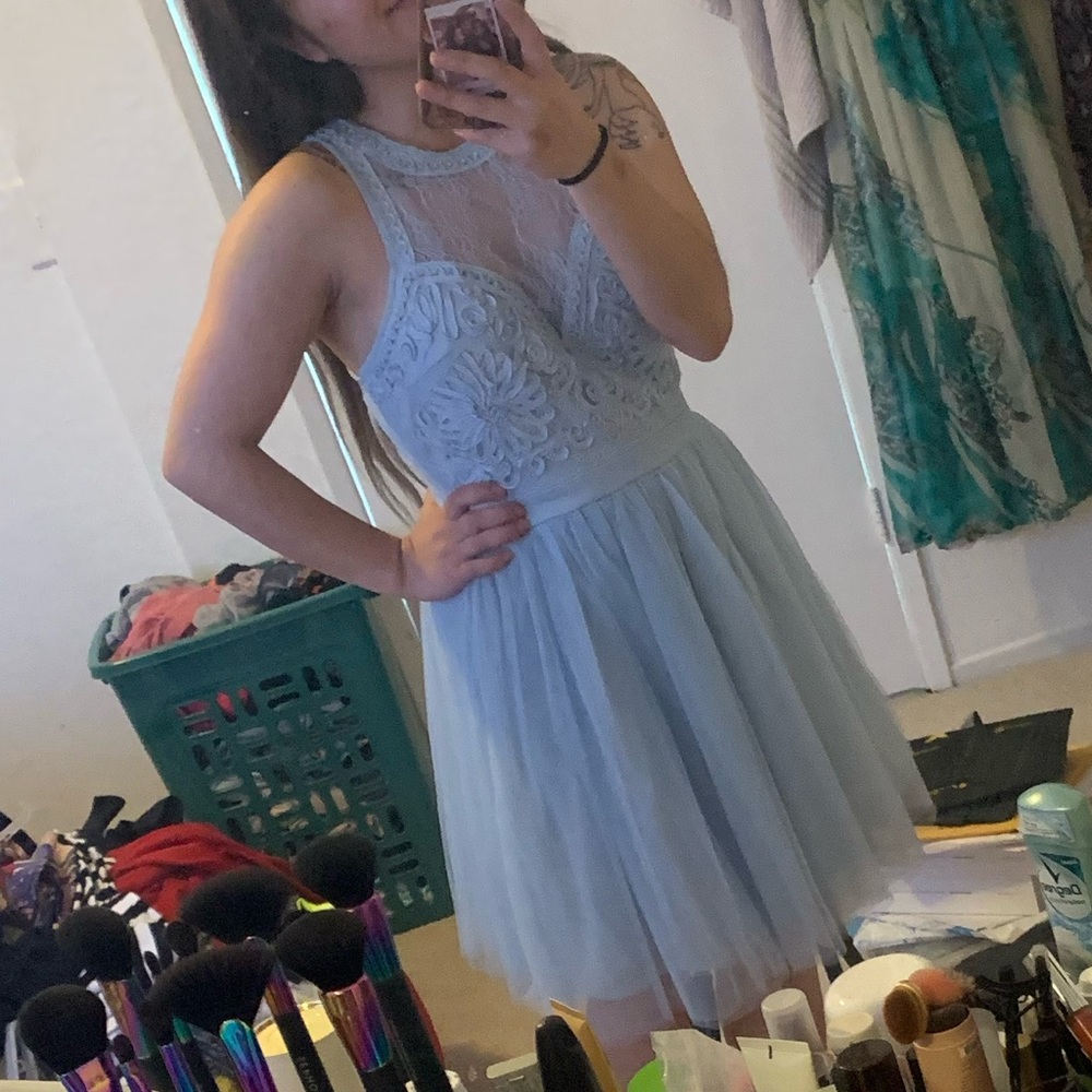 Suede blue dress
